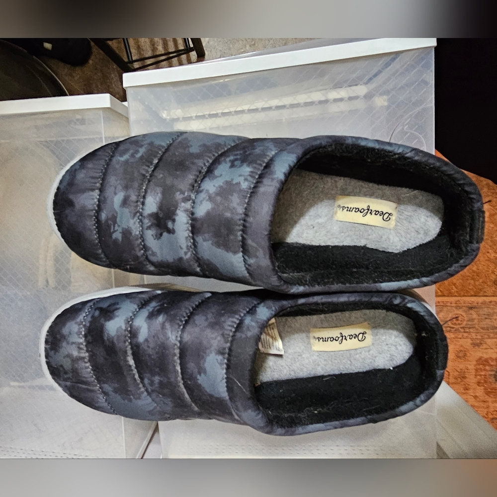 Dearfoams Black Camouflage Women's Slippers